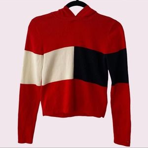 NWOT Tommy Hilfiger Denim Color Block Women's Knit Hoodie Sweater Hoodie Small